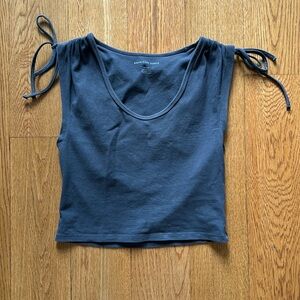 American Eagle Navy Tie Sleeve Top Small